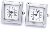 Manchetknopen - Echt Horloge Wit met Witte Wijzerplaat Vierkant