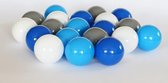 500 ballen 7cm, wit, lichtblauw, grijs, blauw