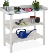Relaxdays oppottafel hout - plantentafel - werktafel - plantenrek -  tuinwerktafel - metaal | bol.com