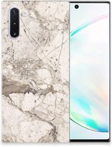 TPU Siliconen Hoesje Geschikt voor Samsung Galaxy Note 10 Marmer Creme