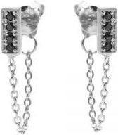Karma Chain oorbel Black Zirconia Rectangle M2333B Zilver