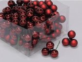 Dark Red Combi Kerstballen - Cb. 144 Glasballen/wire Dark Red Combi 25mm