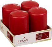 4x Rode cilinderkaarsen/stompkaarsen 5 x 8 cm 12 branduren - Geurloze kaarsen - Woondecoraties