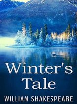 Boekomslag van "Winter's Tale" van William Shakespeare, met een winterlandschap aan een meer.