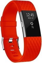 Fitbit Charge 2 siliconen bandje |Rood / Red |Diamant patroon | Premium kwaliteit | Maat: M/L | TrendParts