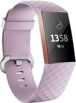 Fitbit Charge 3 & 4 siliconen bandje |Lavendel |Diamant patroon | Premium kwaliteit | Maat: M/L | TrendParts