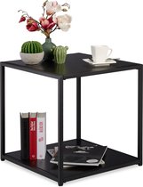 Relaxdays bijzettafel zwart - salontafel - vierkant - modern design - 50x50x50 cm