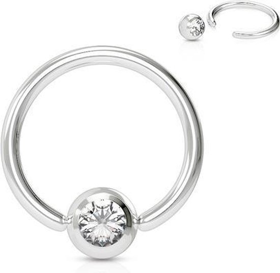 Helix piercing ringetje steentje wit 1.6mm | bol.com