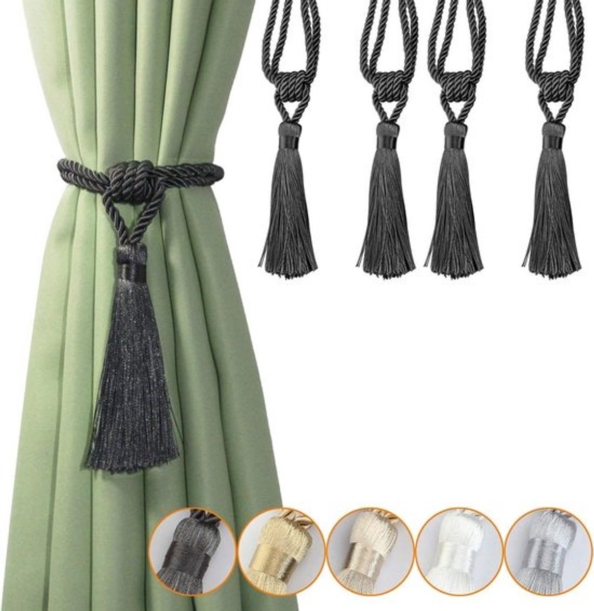 Decoratieve Gordijnkwasten Set van 4 Handgemaakte Touw Gordijnophangers