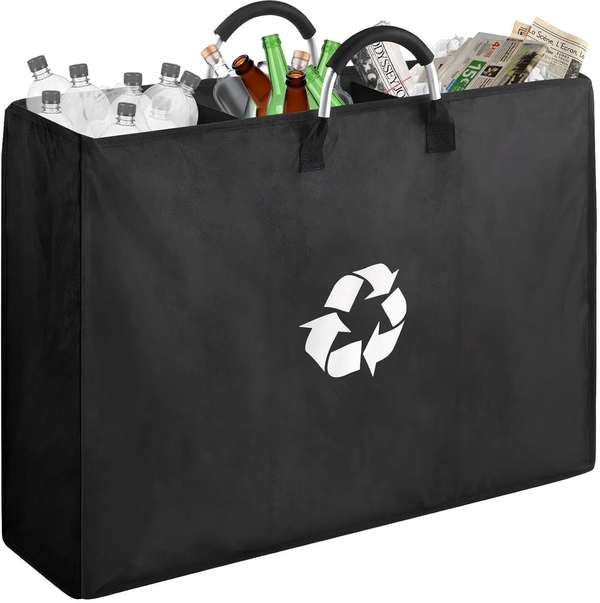 Afvalemmer 3 vakken 96 l - opvouwbaar - voor papier, glas en kunststof - efficiënt recyclen - ShopVlot