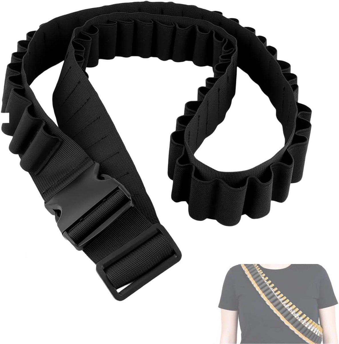 Klopfer Riem, Gorge Schnaps Verstelbare Nylon Wijnriem, Zwarte Mini Bandole voor Drinken, Carnaval