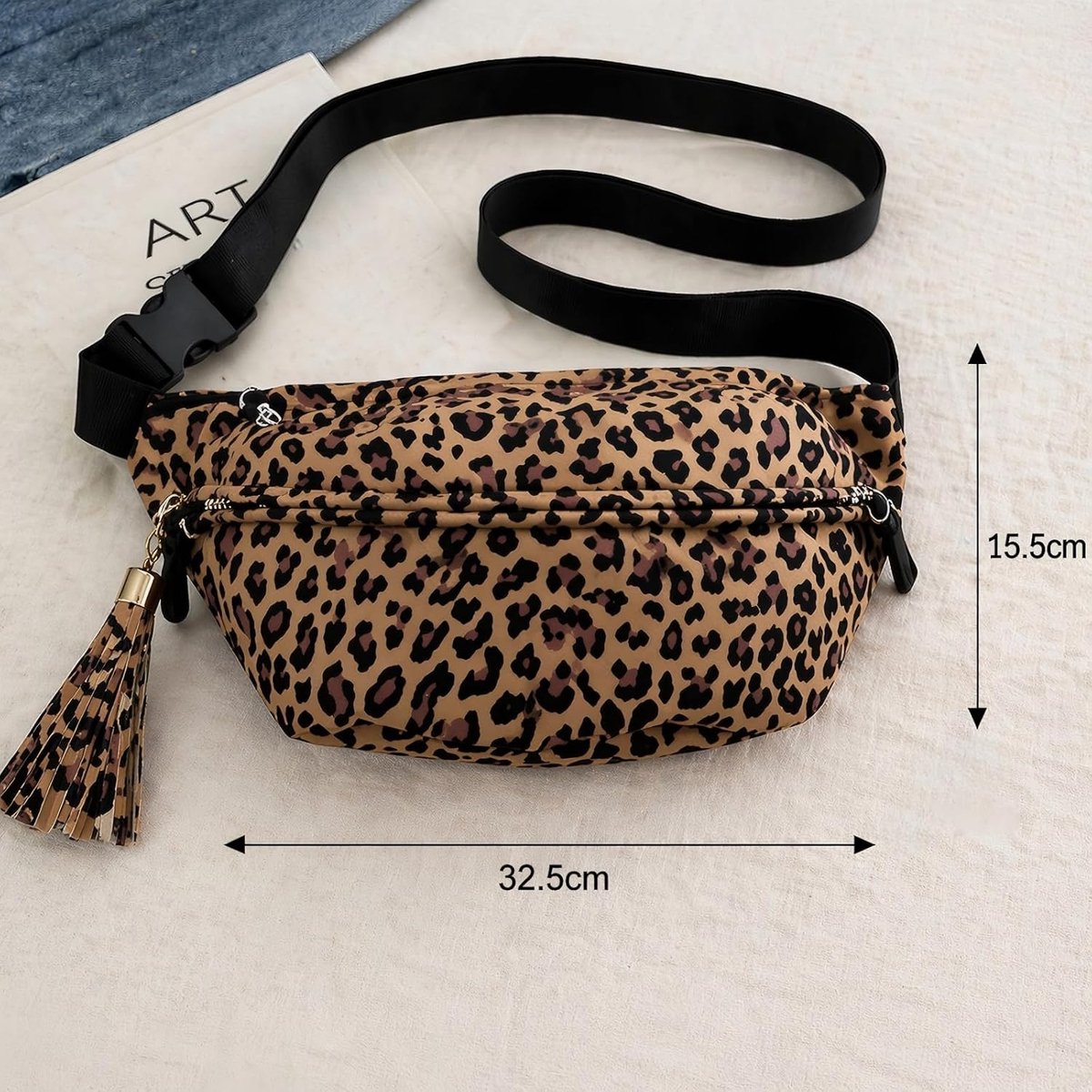 - crossbody tas dames - schoudertas luipaardpatroon - luipaardpatroon - groot vak voor reizigers en professionele vrouwen (met sleutelhanger)