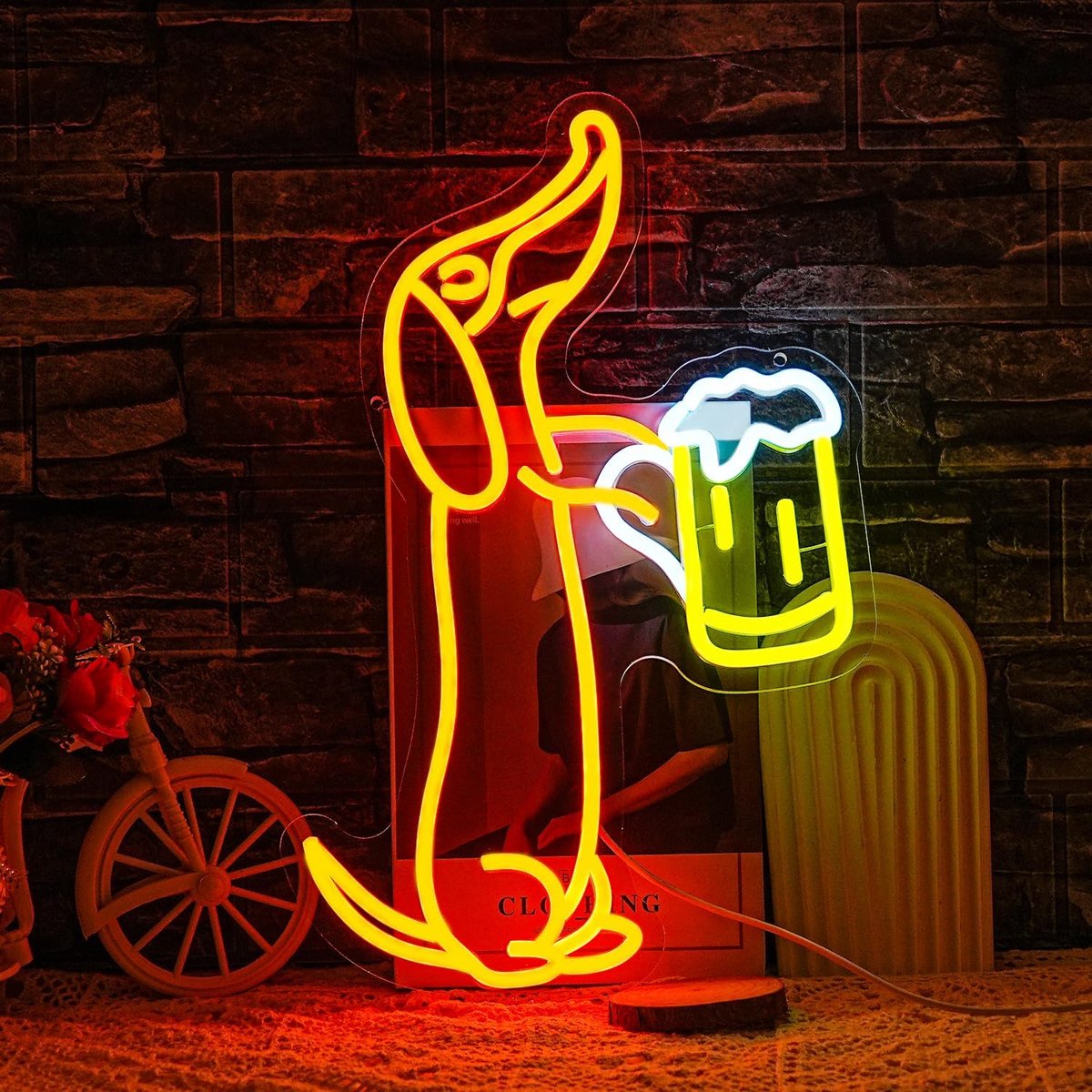 Neon bord voor aan de muur, teckel, led, neonlicht, bar, neonverlichting, bier, led, neonborden voor huisdier, winkel, bar, pub, feest, hond, liefhebbers, teckel, geschenken, teckel
