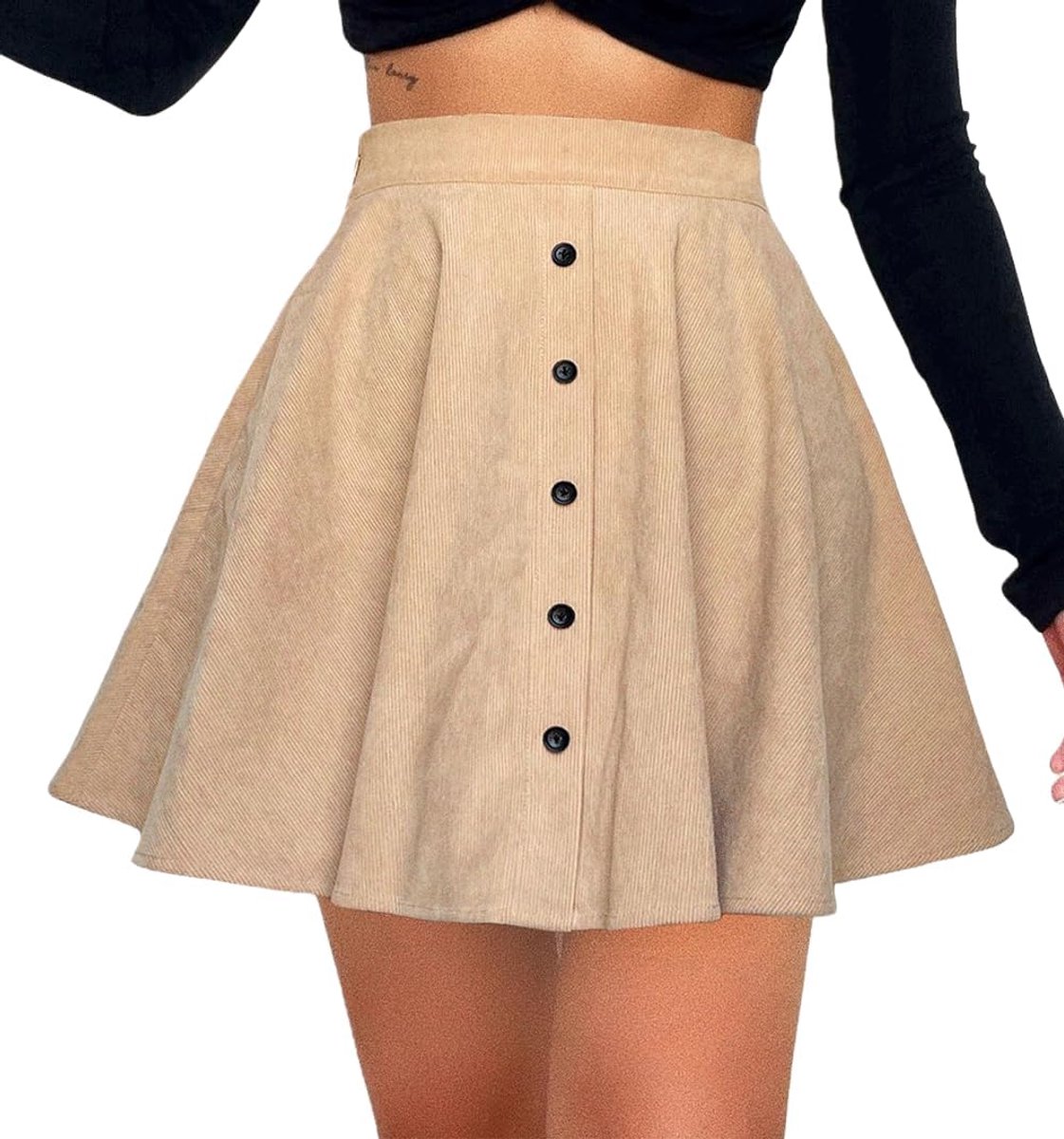 Dames voor herfst winter minirok A-lijn hoge taille korte vrijetijdsrok elegante pull on elastische korte corduroy rok