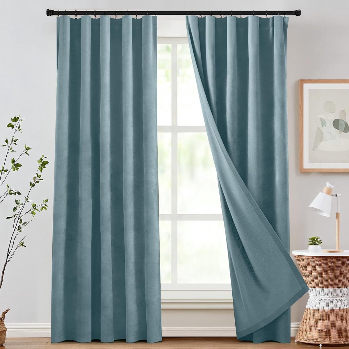 Chenille 100% Verduistering H 214 x B 132 cm (2-pack, blauw)