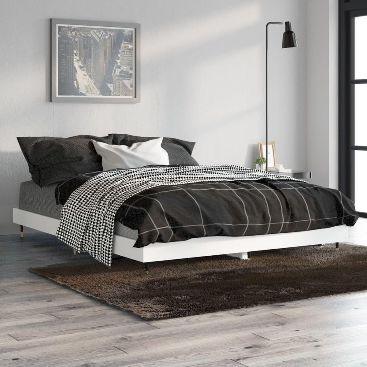 Wit, 140 x 190 cm, hotelbed, bedframe voor slaapkamer, woonkamer, slaapkamer