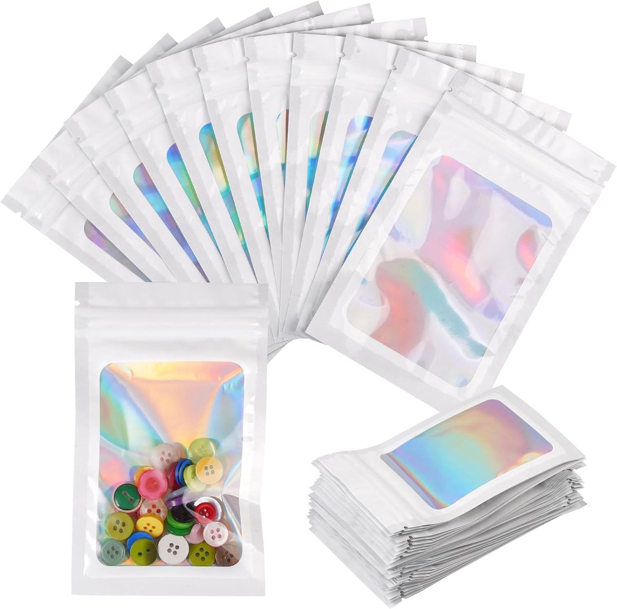 100 Stuks Kleine Holografische Zakjes 13×8cm,voor Snoep,Sieraden,Verpakking