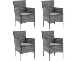 Eetkamerstoelen voor tuin, 4 stuks, grijs, polyrotan, eetkam