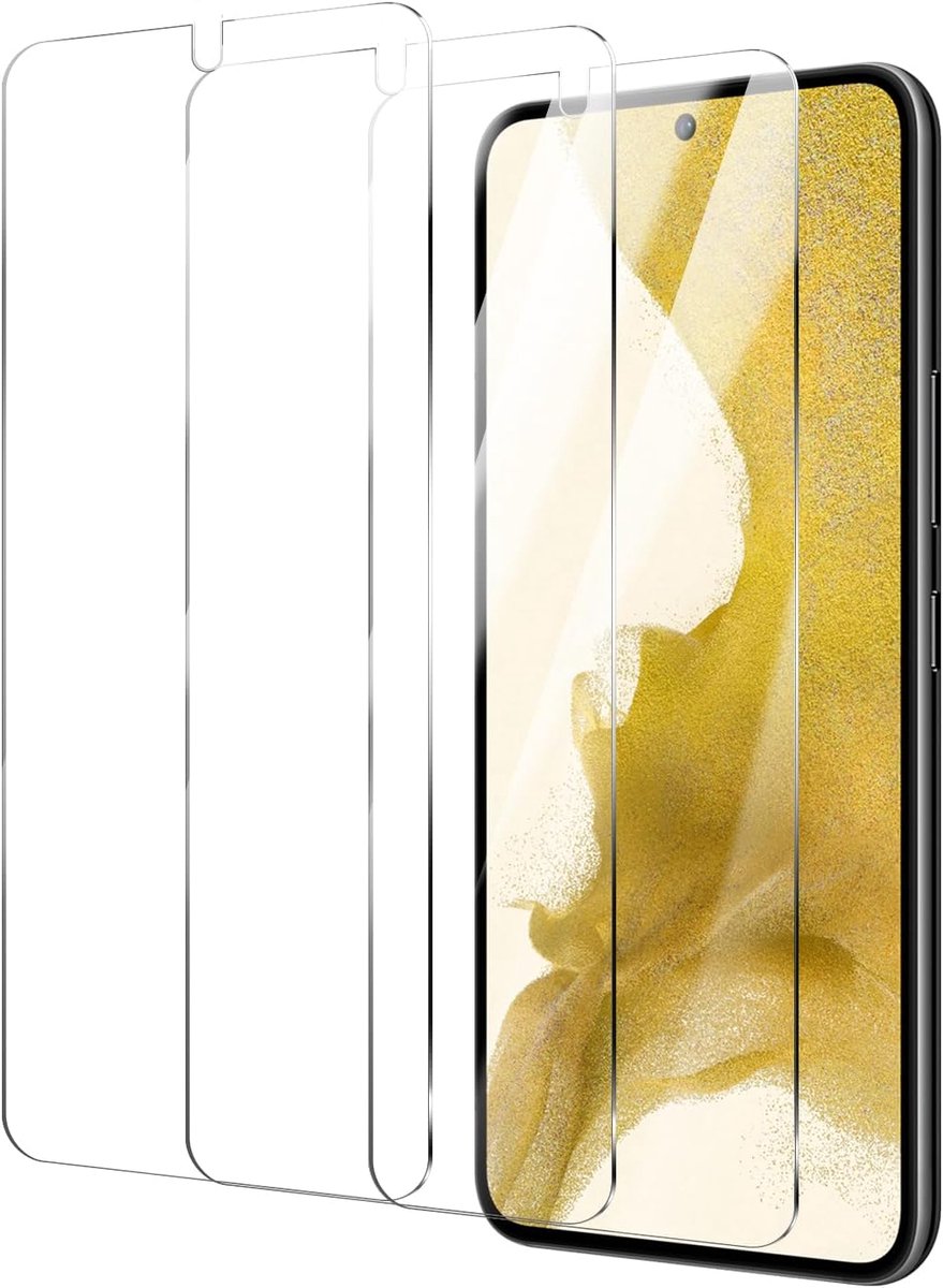 Pantserbescherming voor Samsung Galaxy S22/S23, gehard glas, hardheidsgraad 9H, anti-luchtbellen, krasbestendig, 3 stuks