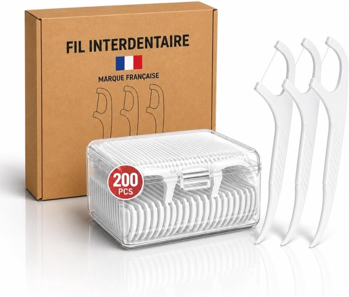 200 stuks tandzijde met handvat, tandheelkundige floss cure tand, hygiënische kunststof, Floss Pick interdentale borstel voor diepe reiniging van tanden en tandvlees, interdentale borstel tegen