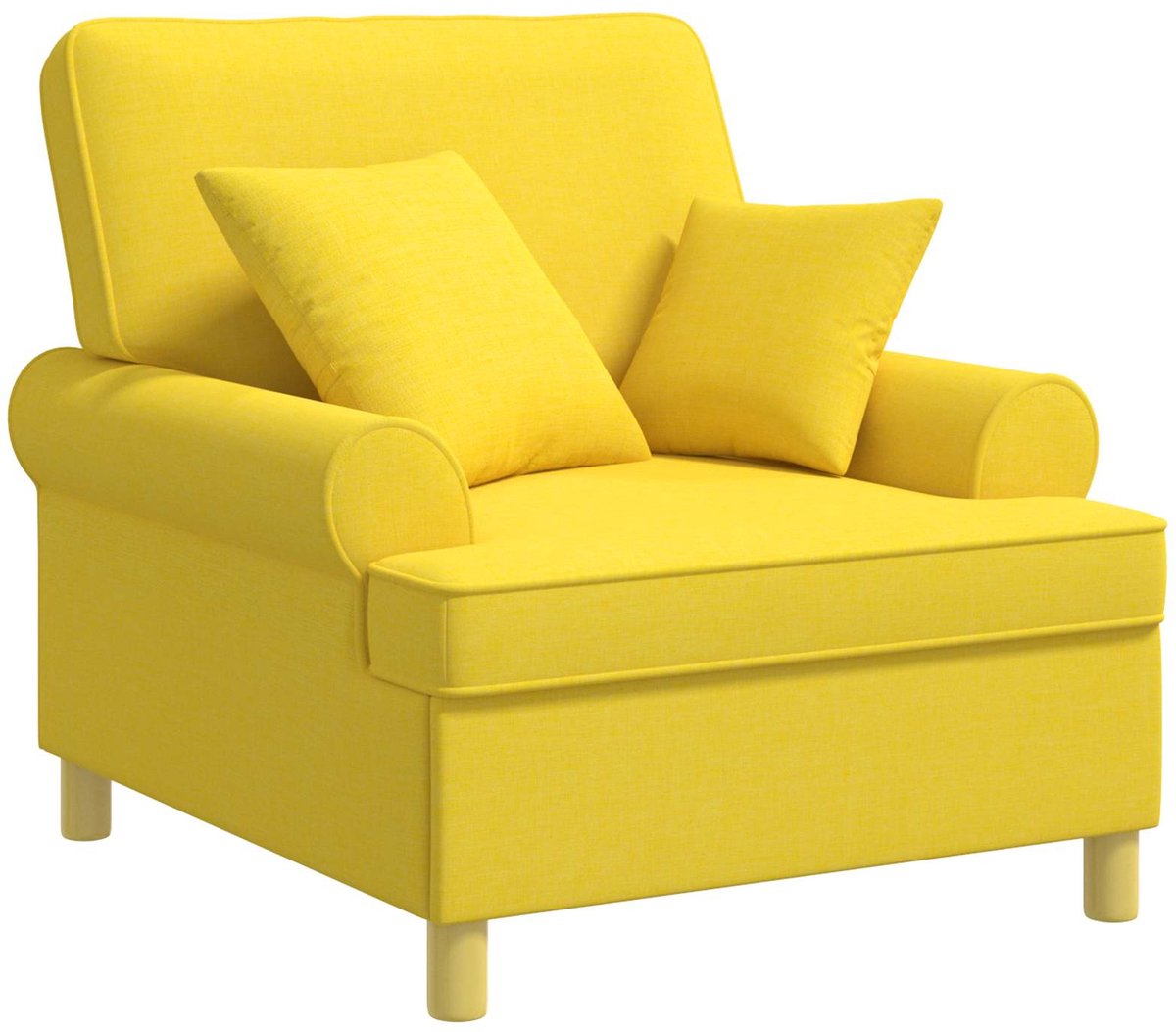vidaXL XL - fauteuil - met - kussens - Licht - Geel - Stof Lichtgeel