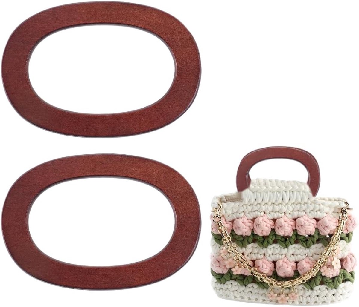 2 x 17 cm ovale houten handtasgreep vervangende accessoires voor handgemaakte tassen decoratieve handgrepen van glad hout benodigdheden voor haken breien handwerk strandtas