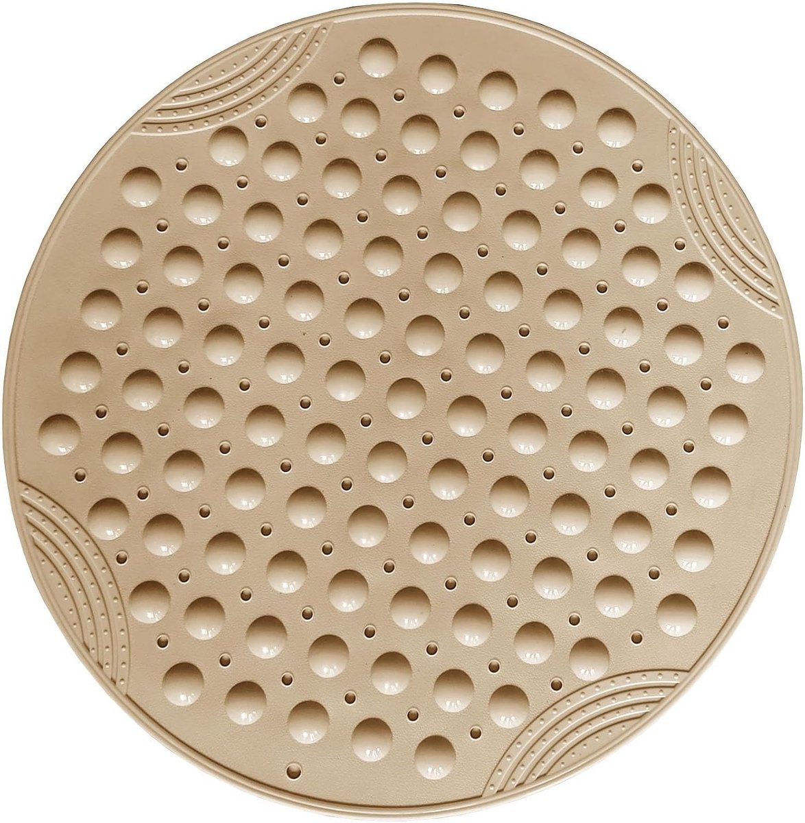 Douchemat Ø55cm – PVC met Zuignappen, Machinewasbaar, Antischimmel, Antibacterieel,Khaki
