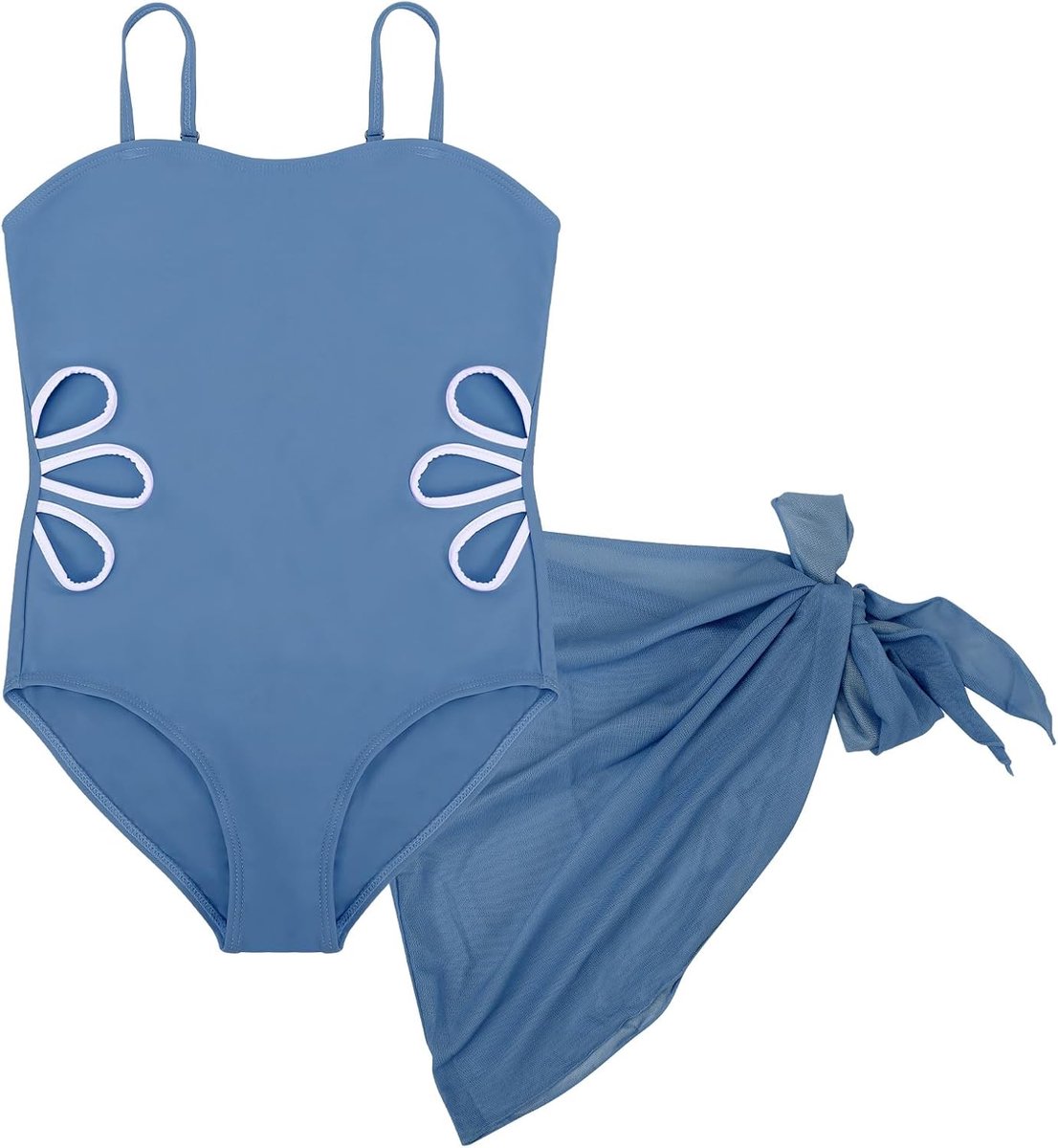 Badpak voor meisjes, met bedekkende rok, uitgesneden meisjes, eendelig badpak, strandbadpak, verstelbare bandjes