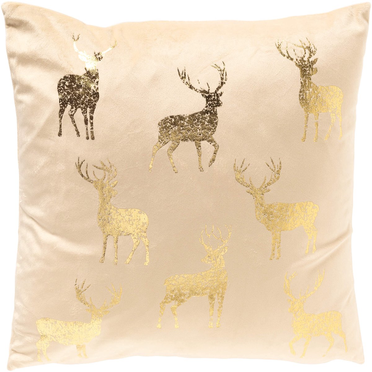 NORDIC-REINDEER - kussenhoes 45x45 cm - fluweel - rendieren - Summer Sand - beige, goud