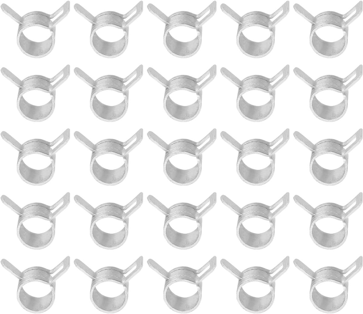 Veerband slangklemmen voor 9-10,2 mm OD-slang, 25 stuks siliconen vacuüm constante spanning bandclips voor brandstofleiding, siliconen luchtslang, waterpijp, zilver