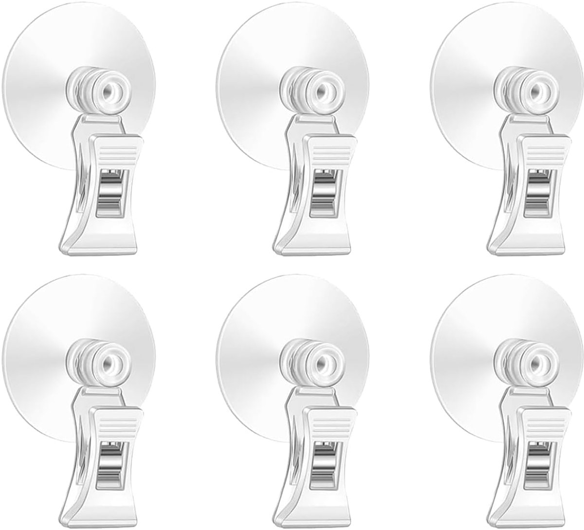 6 Stuks Helder Plastic Zuignap Clips,Transparante Zuignapclip Van Kunststof,Aquarium Kaarthouder Zuignaphaken,Cliphouder Met Zuignap,Voor Kantoor,Keuken,Supermarkt Accessoires,Kiuiom