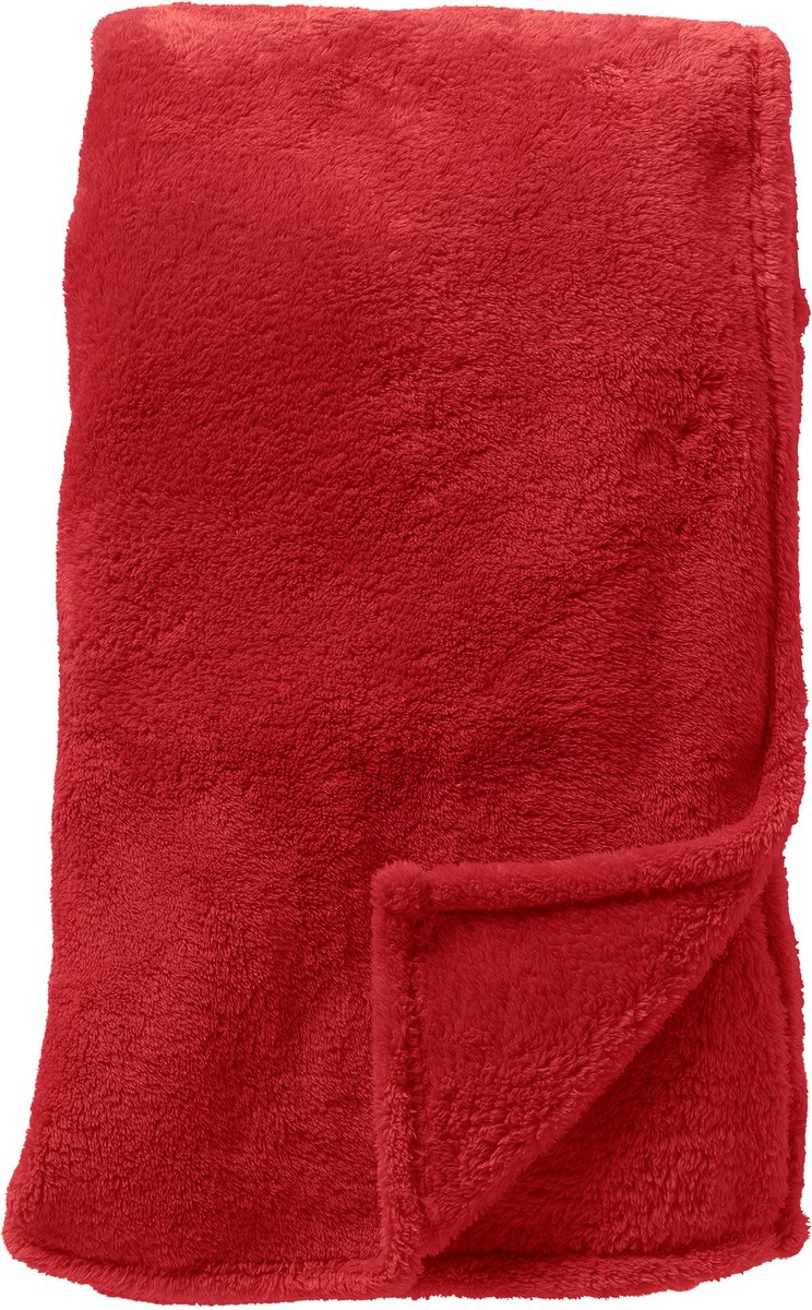 Textino plaid COZY - 140x180 cm - gerecycled zacht fleece - rood