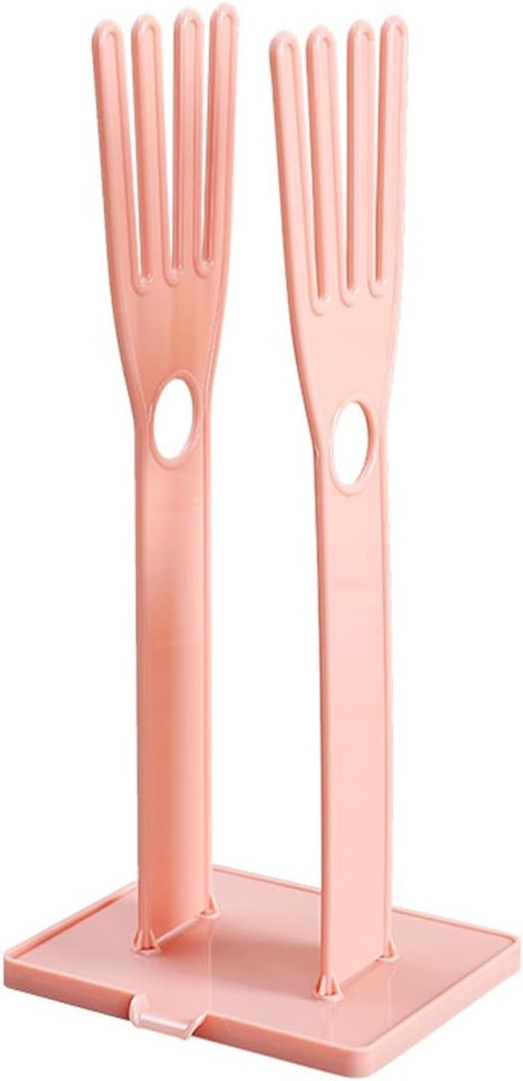 2Pcs Plastic Handschoenhouder Rek, Droogstandaard voor Schotelhandschoenen, Rags & Handdoeken, Keukenopslag Organizer, Roze