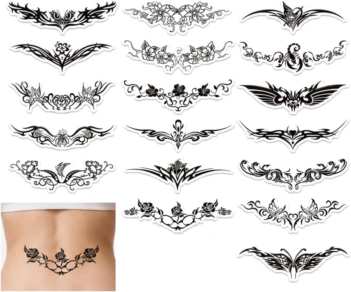 Tijdelijke tatoeages voor volwassenen, plaktattoo, tijdelijke tattooset, zelfklevende tatoeages om op te plakken, tijdelijke nep, keizersnede, littekenstickers, borststickers voor