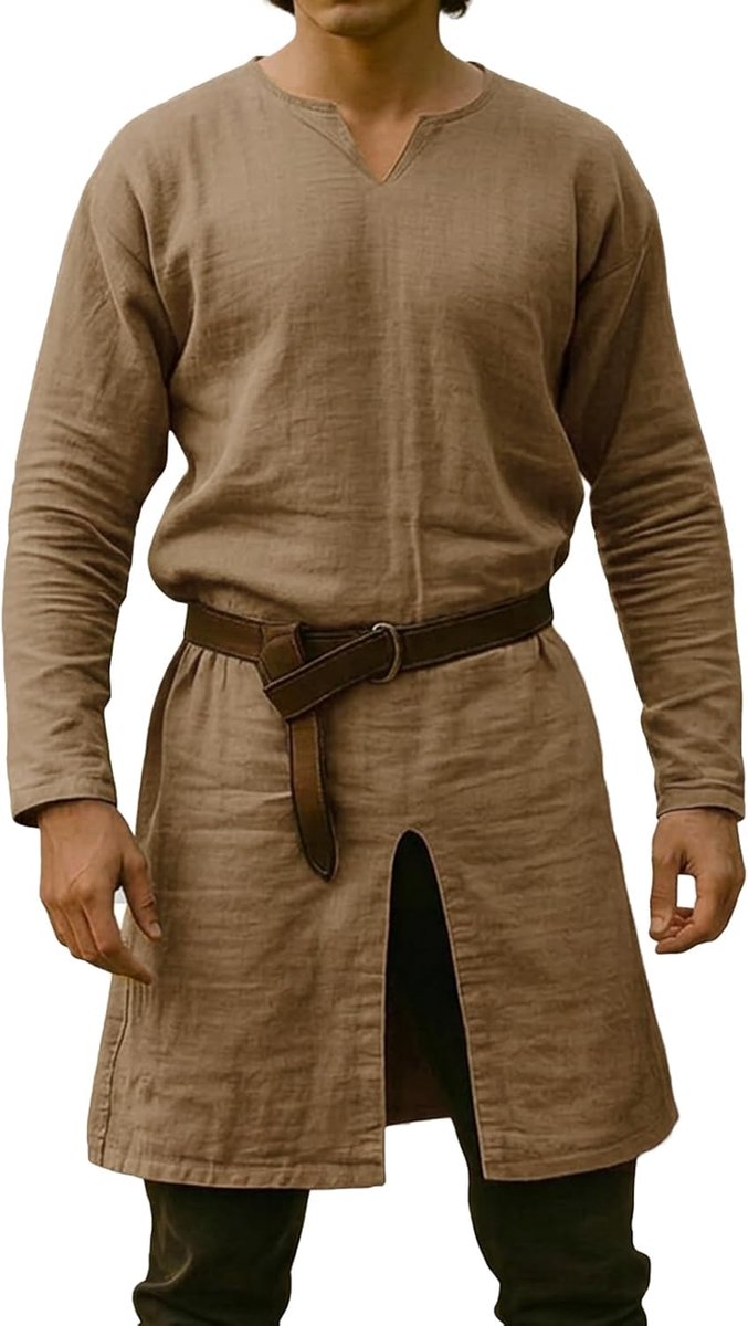 Renaissancekostuum voor heren, middeleeuwse tuniek met lange mouwen, Vikingvest, cape, bovenstuk voor Halloween, carnaval, cosplay