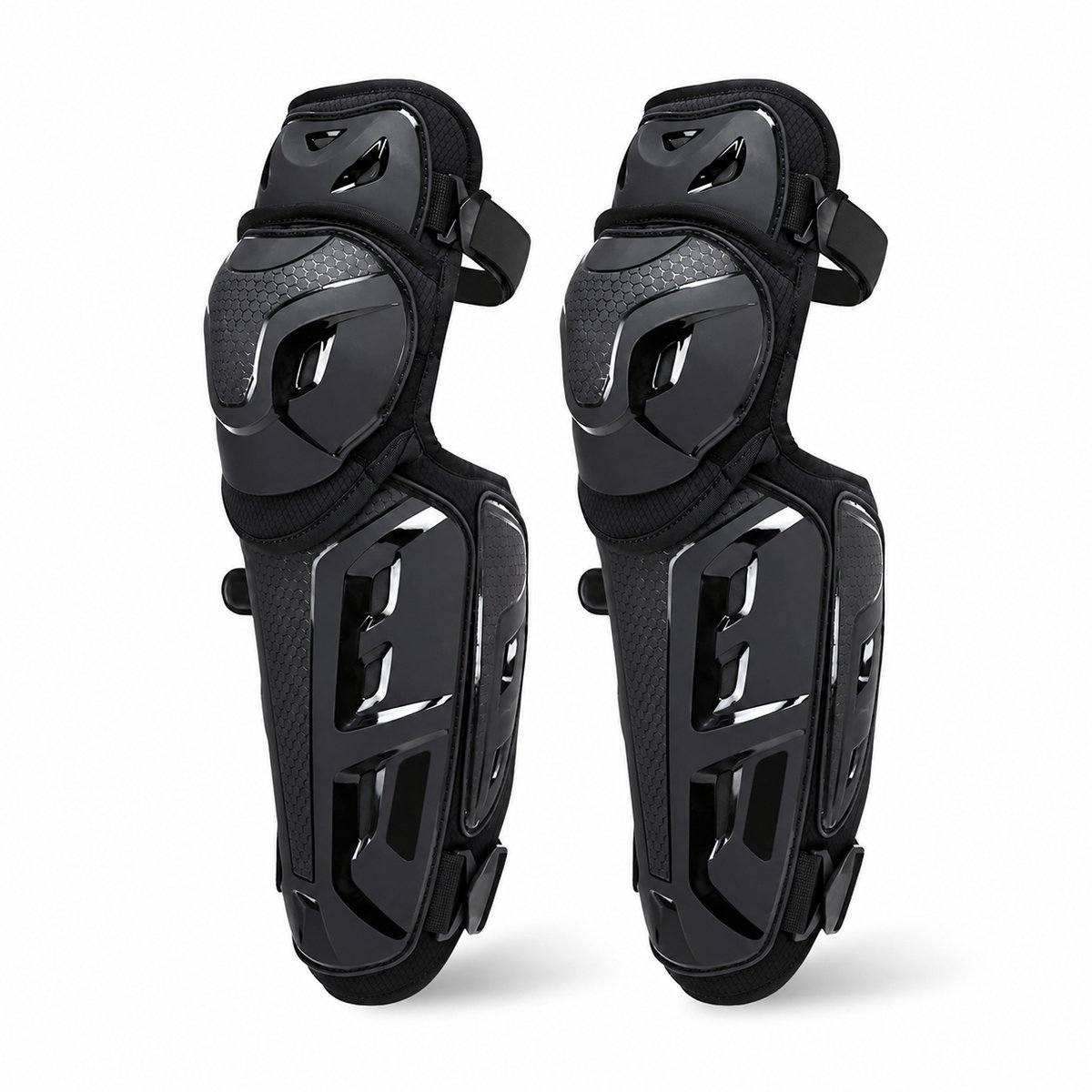 Motor Kniebeschermers – CE Level 1 – Knie- & Scheenbescherming – Verstelbaar – Schokabsorberend – Zwart