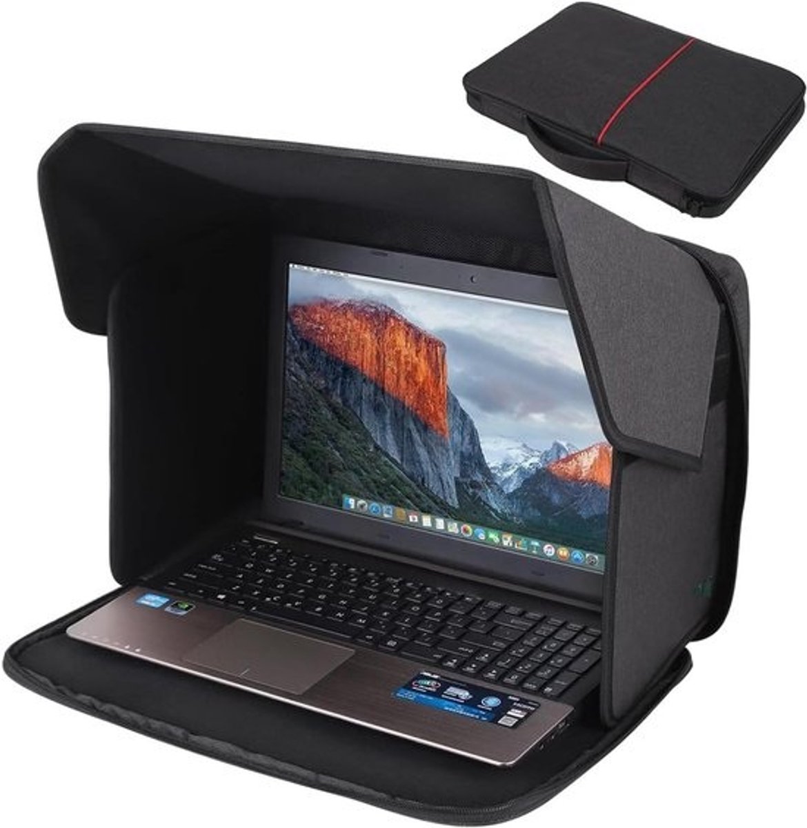 Zonnescherm Laptop - Privacy Cover - Buiten Werken - Verblindingsvrij Zicht - 16 Inch - Zwart