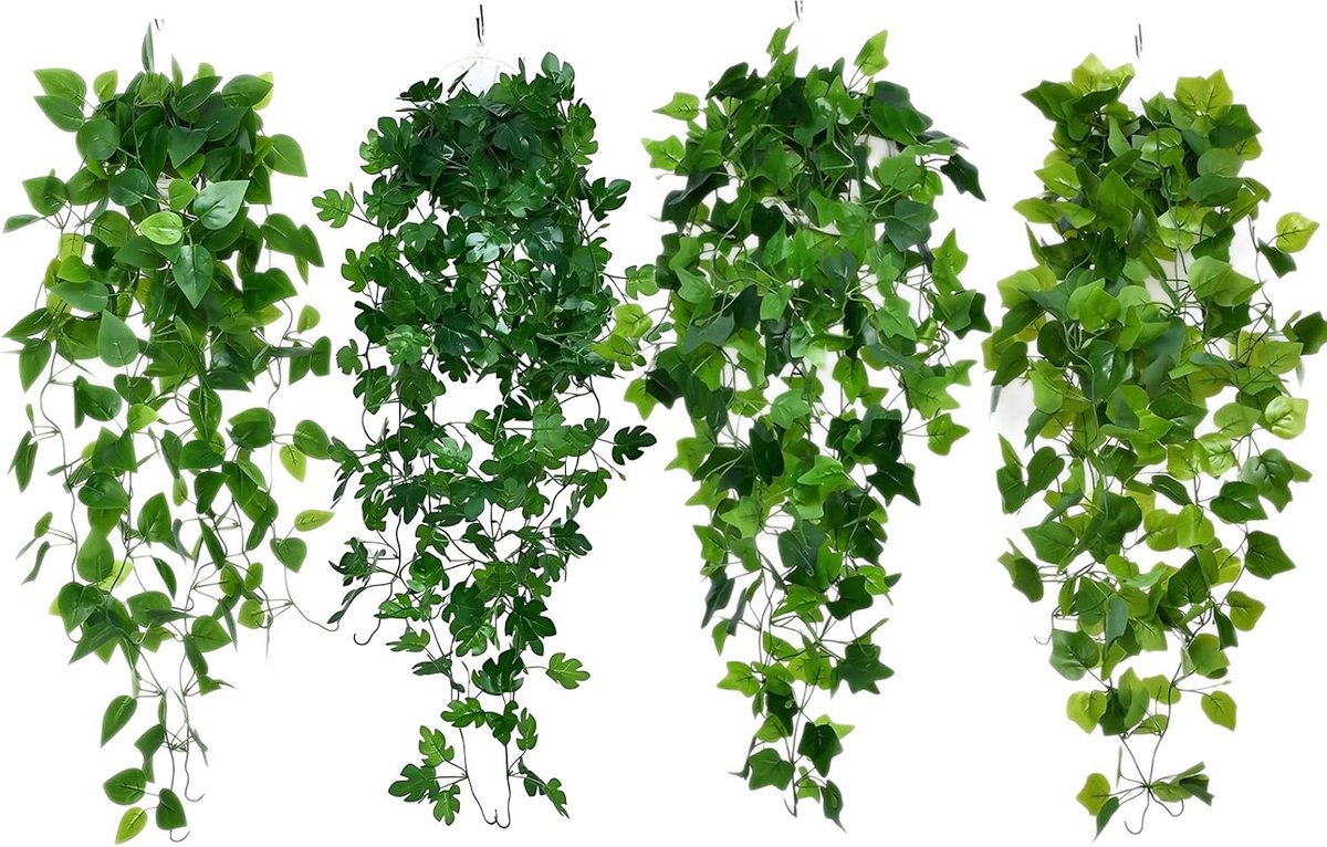 kunstplant hangend 100 cm - nep klimop - 3 stuks - perfecte decoratie voor binnen en buiten - ShopVlot