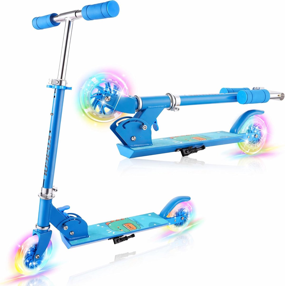 Scooters voor kinderen 3-12, lichtgewicht opvouwbaar ontwerp, 3 niveaus verstelbare hoogte, soepele en stille rit, cadeau voor meisjes, jongens, binnen en buiten (blauw)