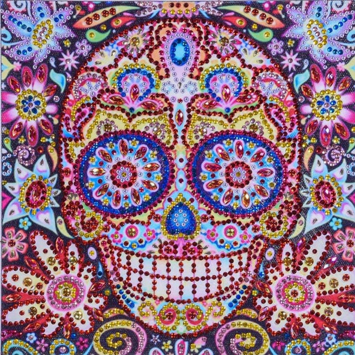 Painting DIY 5D speciale vorm Rhinestones, ABEUTY gekleurde schedel bloemen, gedeeltelijke boor Crystal Diamond Art Kits