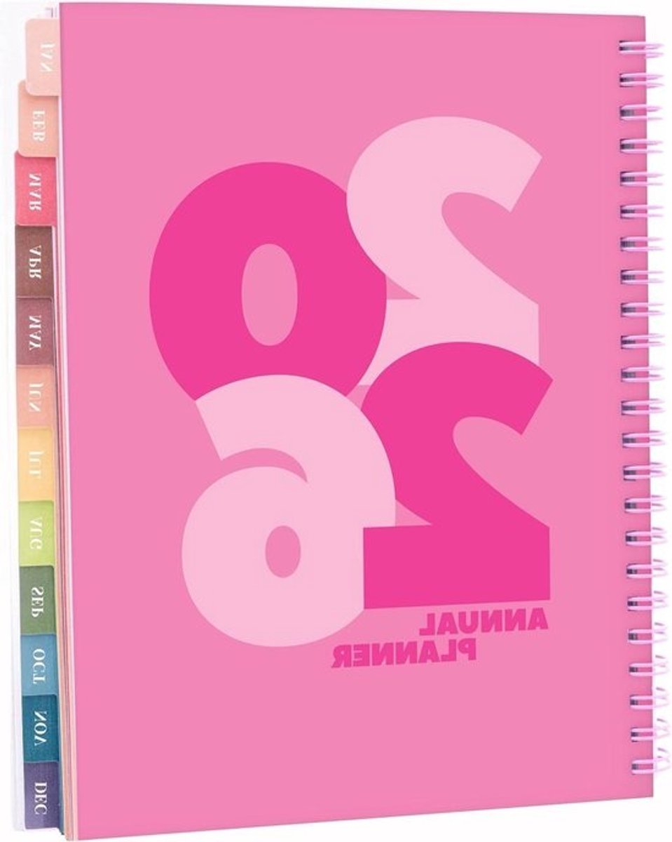 Weekplanner 2026 - Agenda Dagboek - Jaarlijkse Organisatie - Flexibele Cover - 20 x 15 cm - Roze