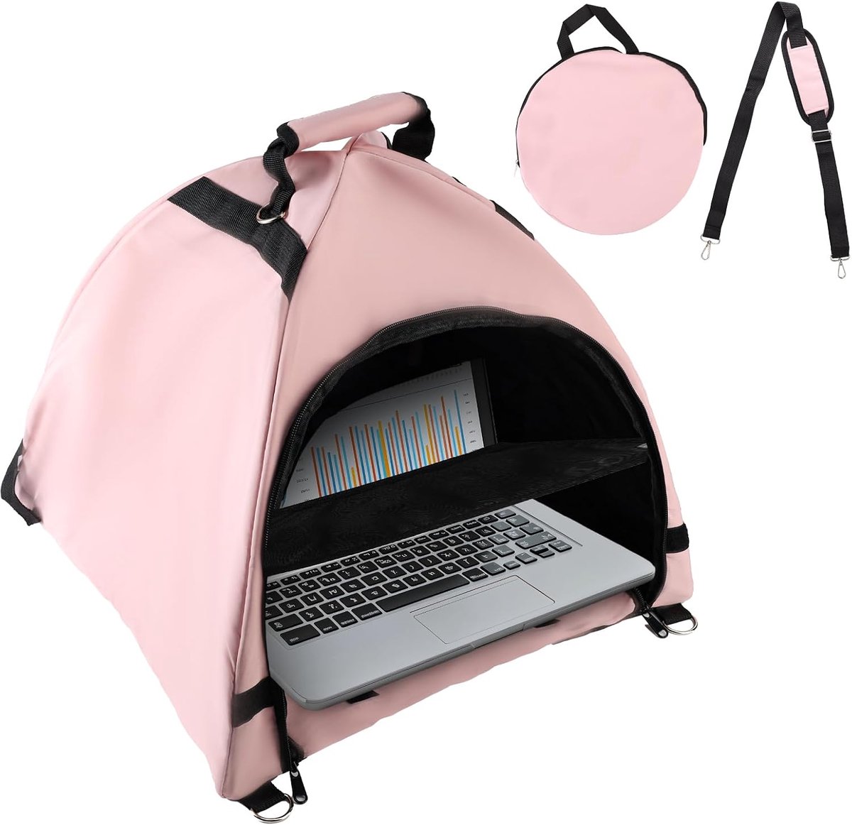 Dailygoods- Laptop Zonnescherm Waterdicht - Laptop Tent - Privacy Scherm - Anti-Reflectie Hoes - Draagriem - Inclusief Opbergtas - Laptoptent