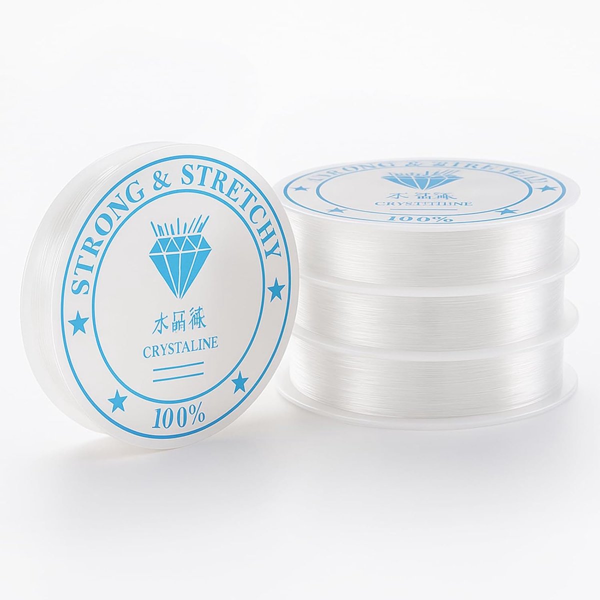 Dailygoods- Elastische Draad - Set van 4 Stuks - 0,4 mm/0,6 mm - 24 m/15 m - Transparant - Hoogwaardig Nylon - Ideaal voor Sieraden maken - Sieraadend