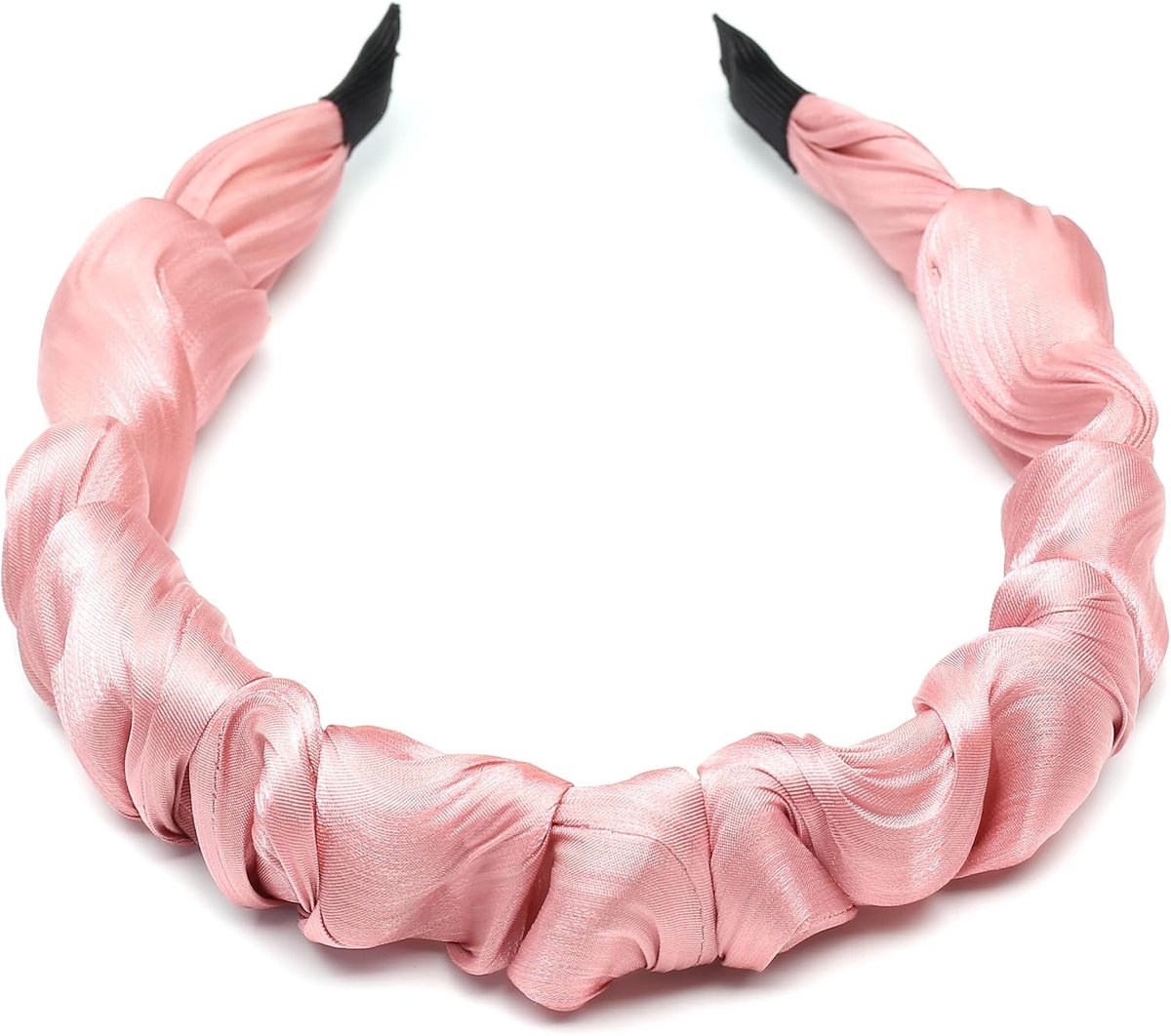 1 stuk zijden haarband voor dames, lichtroze, vouwdesign als hoofdband of haarband