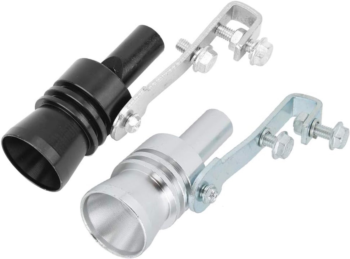 Dailygoods- Uitlaatgeluid Booster - Turbo Geluid Fluitje - Aluminium Uitlaatpijp - Zwart/Zilver - Duurzaam Materiaal - Afmeting Gat 2 cm - Uitlaatflui