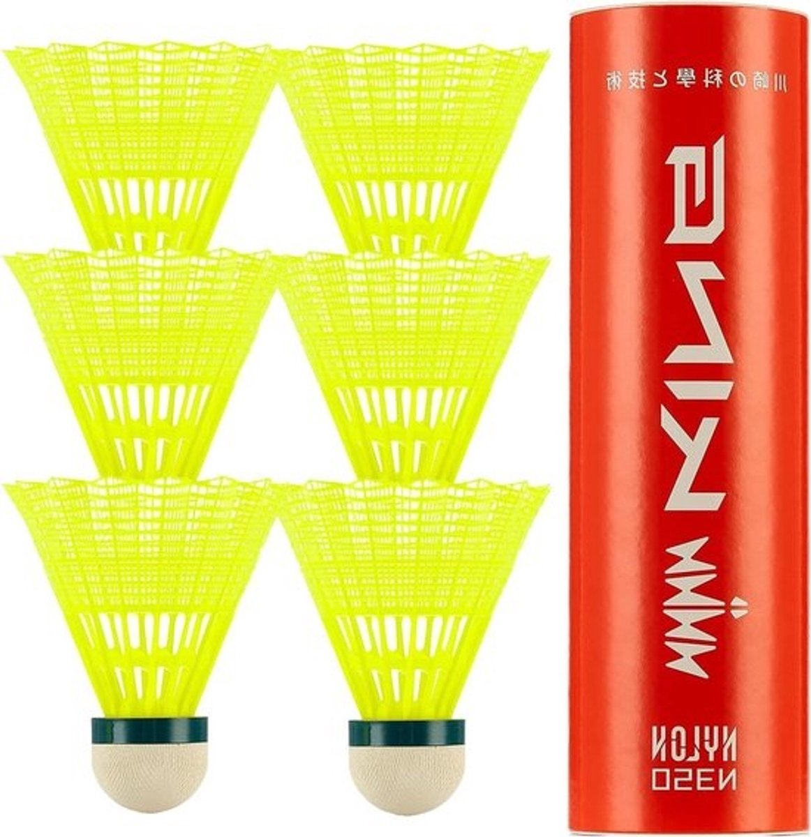 Badminton shuttles - Nylon ballen - Sport en spel - Stabiel en duurzaam - 6 stuks - Geel