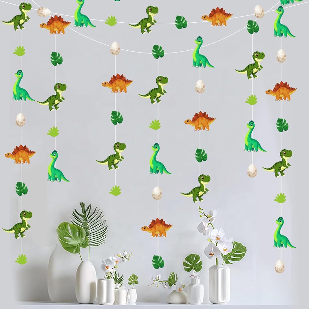 Dinosaurus verjaardagsfeest papieren slingers hangende decoratie set van 2 | Kinderverjaardagsfeest, 2 stuks