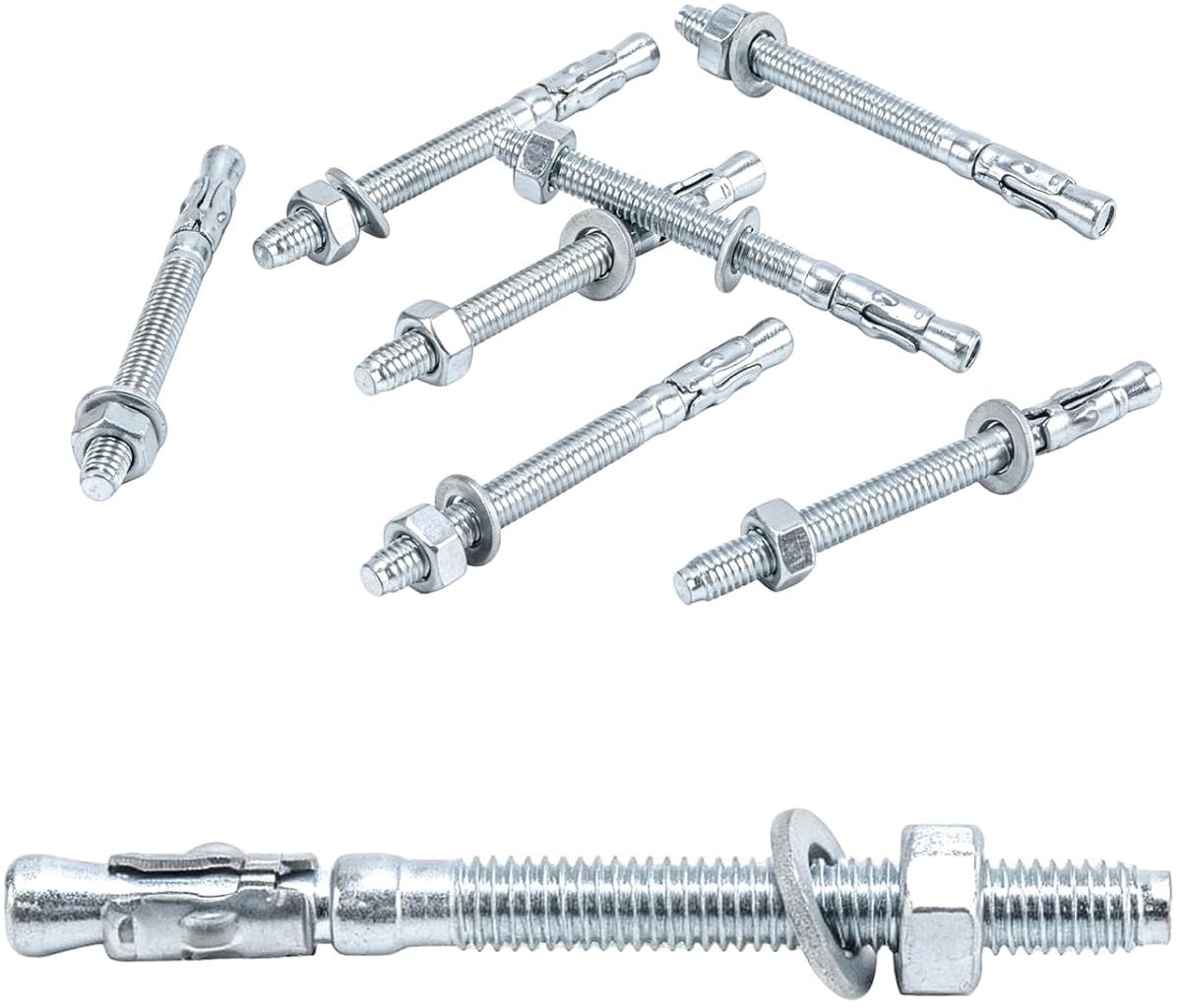 30 stuks boutankers M6, betonankers voor zware lasten, pluggen M6 x 70 mm, ankerbouten voor leuningen, beton, ramen, steen, machines, balken, ankerschroeven, moeren, set