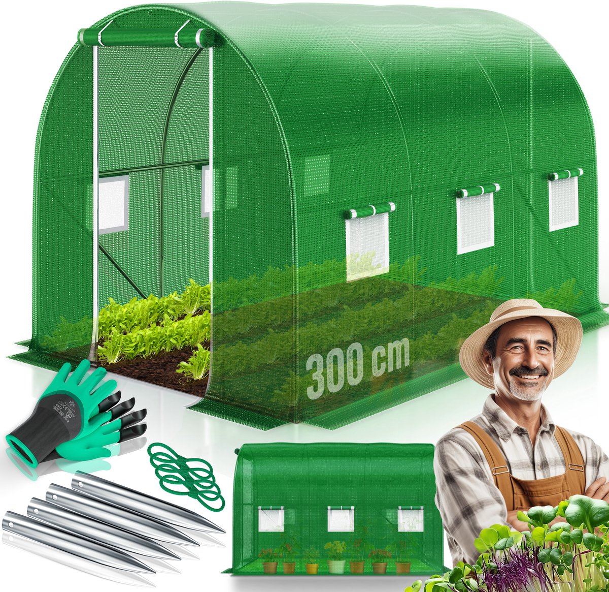 KESSER® Folietunnel met Moskitonetz en Stalen Frame | Tuinkas 170g/m²