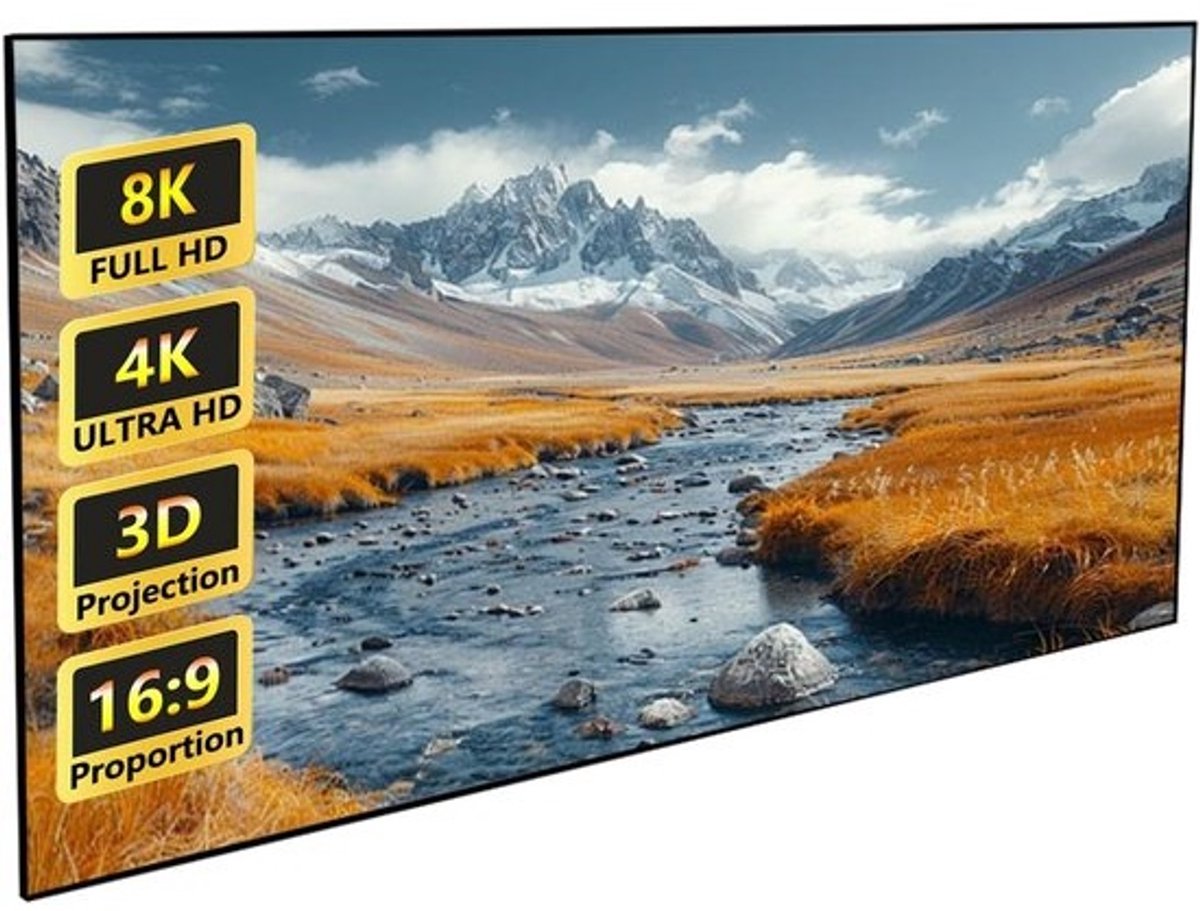 Projectiescherm Vast Frame - Film Scherm - Thuisbioscoop Creëren - Hoge Contrast Grijs - 72 Inch 16:9 - Grijs